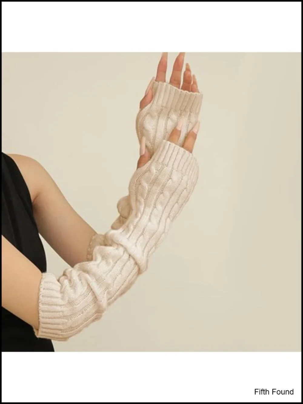 Knitted Cotton Arm Warmers with Thumb Hole - Gothic Punk Y2K Style